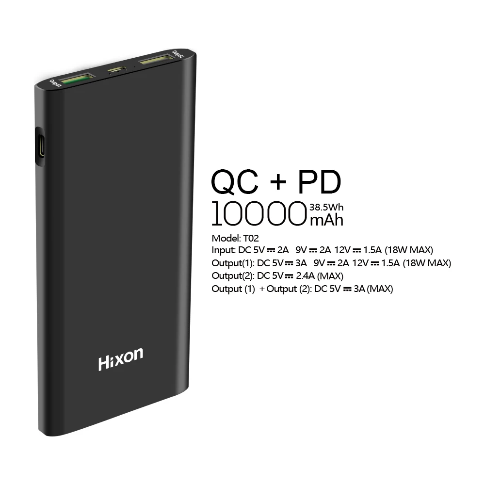 10000mAh PD Quick Charge with Smart QC 3.0 and typ C interface 5V/9V/12V Li polymer portable charger power bank | Электроника