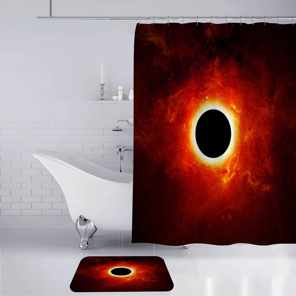 Ouneed водонепроницаемые занавески для душа с принтом черного отверстия черные