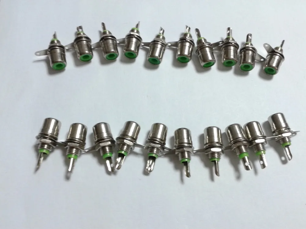 100 шт. металлический RCA Phono корпус крепление на панель гнездо адаптера зеленый|adapter