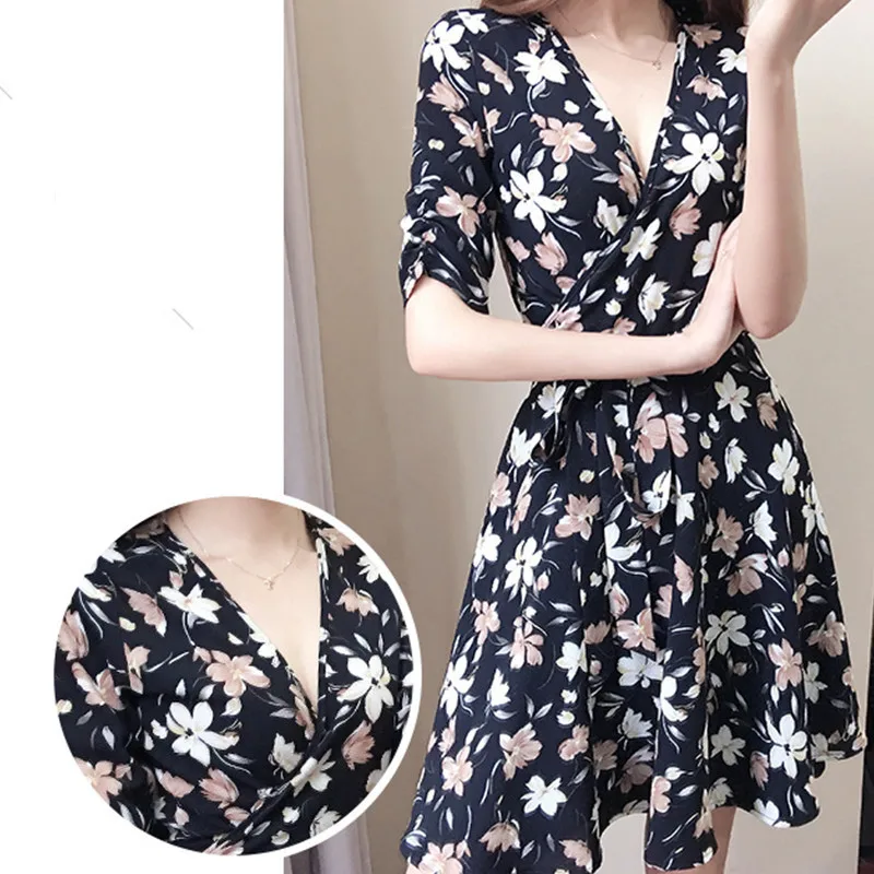 Женские Платья с цветочным принтом летнее платье для женщин Vestido сексуальная
