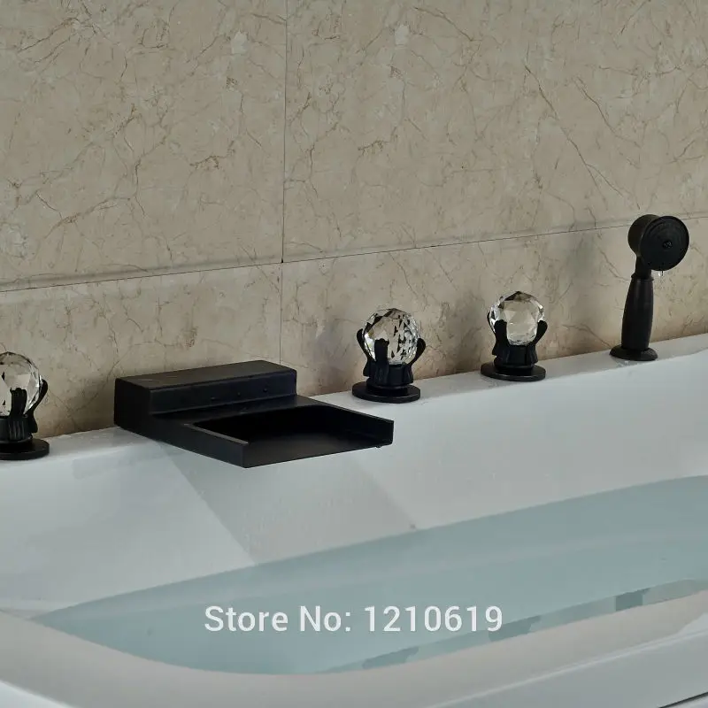 Newly Oil Rubbed Bronze Bathroom Tub Faucet w/ Hand Sprayer Waterfall Bathtub Mixer Tap Five Holes | Обустройство дома