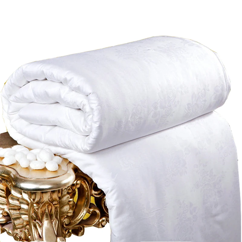 Edred&oacute;n de seda de morera 100% Real, manta Jacquard para cama individual y doble, tama&ntilde;o Queen y King-0