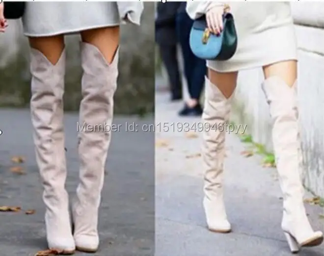 2018 Autumn Winter Women Thigh High Boots Over-the-knee Suede Thick Heel Fashion Shoes | Обувь