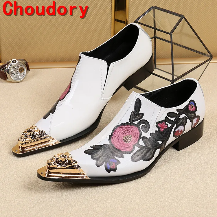 Choudory sapato social/модельные туфли с золотым носком мужские элегантные цветочным