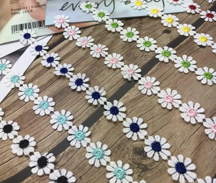 

15 Yards Swiss Lace Fabric Code Water-soluble Embroidery Small Chrysanthemum Clothing Accessories DIY Collocation Sewing
