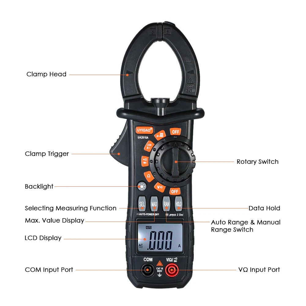 Мультиметр Ручной цифровой с ЖК дисплеем 1999 отсчетов|Токоизмерительные клещи| |