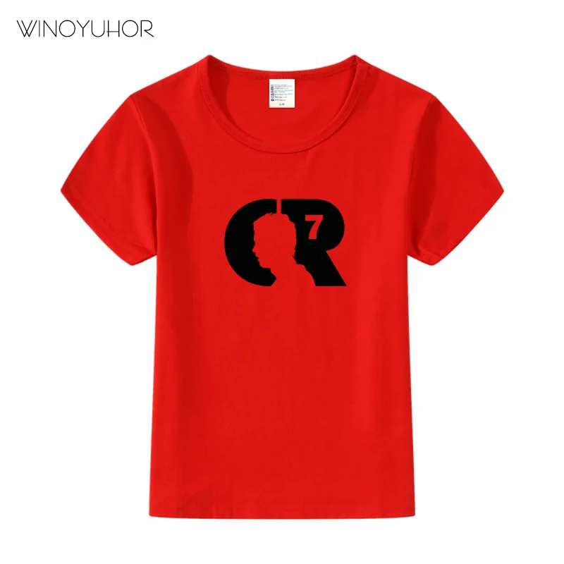 Kids CR7 Cristiano Ronaldo Print T-shirt Clothes Summer Casual Short Sleeve T Shirt Boys Girl Football Tshirt Cool Tee Tops - Цвет: Red