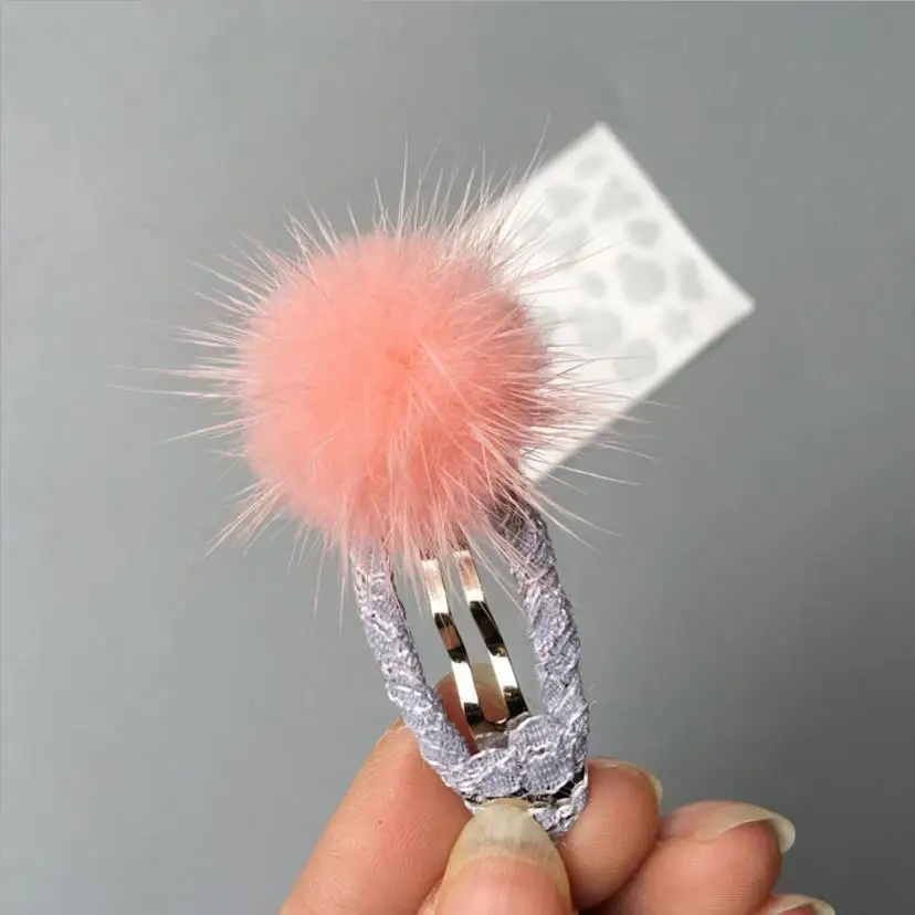 Маленькое платье для малышей andmade Pom с меховыми помпонами заколки для волос для детей с небольшим количеством волос новорожденных девочек аксессуары для волос BB заколки J6