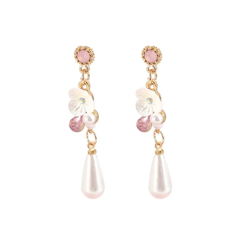 2019 Корейский серьги Модные Подвесные букле D'oreille цветок со стразами бусины