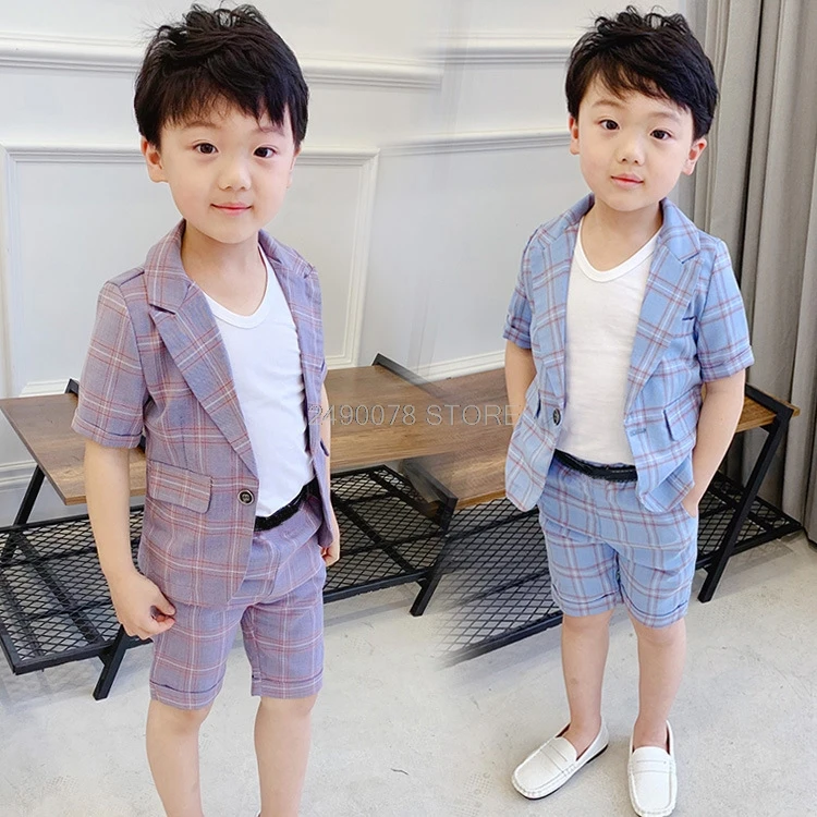 

Boys Summer Formal Suit Blazer+Shorts 2PCS Clothing Set Gentleman Kids Wedding Dress Enfant Garcon Mariage Party Wear