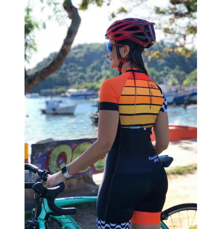 Pro Team триатлон костюм для мужчин и женщин Велоспорт Джерси Skinsuit комбинезон Майо Велоспорт Ropa ciclismo комплект розовый гелевая подкладка - Цвет: women2