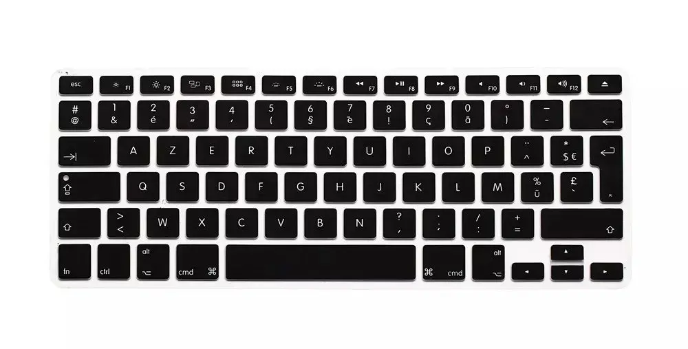 Для Macbook Air Pro retina 13 15 крышка клавиатуры 1 шт. ЕС ЕВРО Azerty французский Силикон Для Imac клавиатура защита кожи - Цвет: Черный