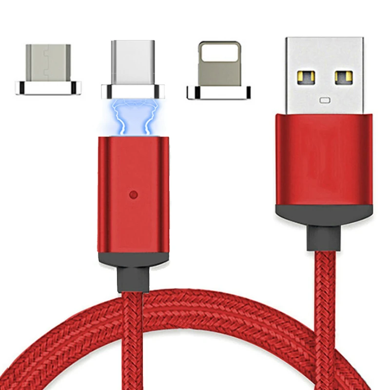 Магнитный кабель 3 в 1 зарядное устройство USB Type-C/Micro USB/IOS шнур для зарядки и