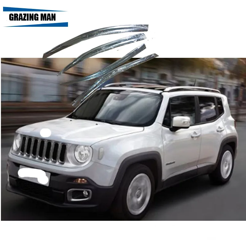 

Sun visor 4 Plating chrome Car Window Visor Wind Deflector Sun Rain Guard Defletor for Renegade 2017