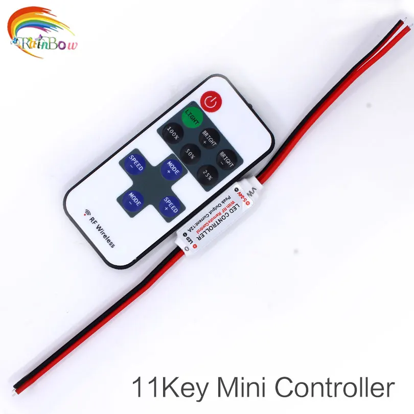 DC5 24V беспроводной мини светодиодный контроллер Диммер 11key RF пульт дистанционного