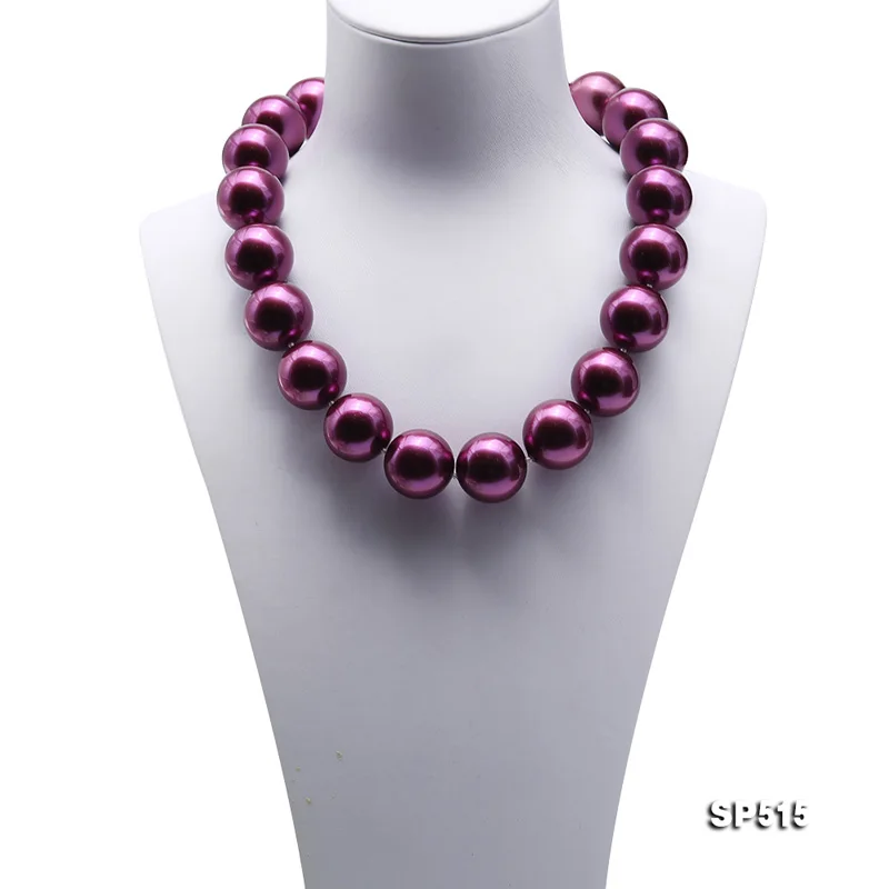 

JYX 618sale eLEGANT 20mm BIG BEAD Dark purple Seashell Pearl Amazing Necklace 18" lady gift mother