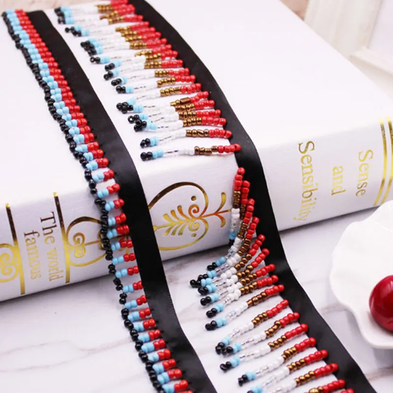 1 Yard Ethnic Style tape tassel retro Beaded Lace Ribbon for DIY Sewing Accessories Headwear Handmade Decorative Jewelry | Дом и сад