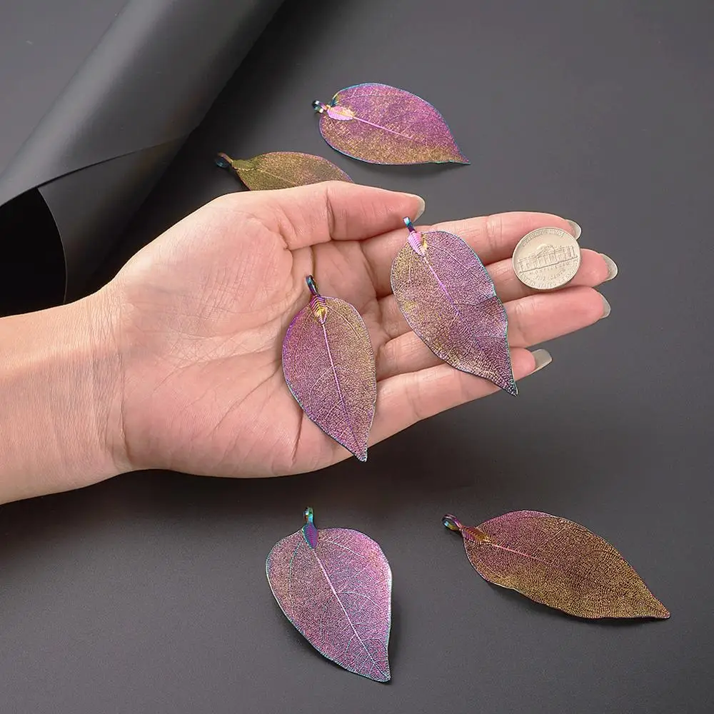 10 шт. гальванические Большие Подвески в виде натуральных листьев для