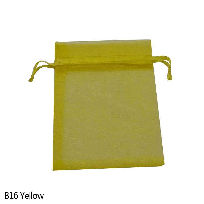 20 шт. подарочные сумки из органзы 7x9 см 9x12 см 11x16 см 13x18 см затягивающийся мешочек для ювелирных изделий Свадебные украшения подарочные пакеты упаковочные материалы - Цвет: B16 Yellow