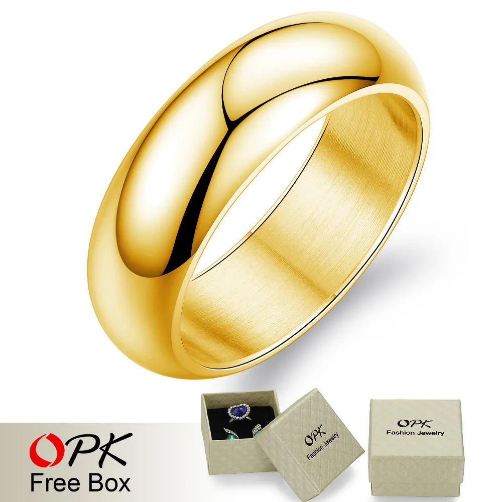 Мужские вечерние кольца OPK классические из нержавеющей стали золотистого цвета