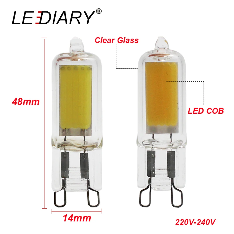 Светодиодные лампы LEDIARY 10 шт./лот COB G9 для люстры внутреннее освещение 220 240 в 2 вт