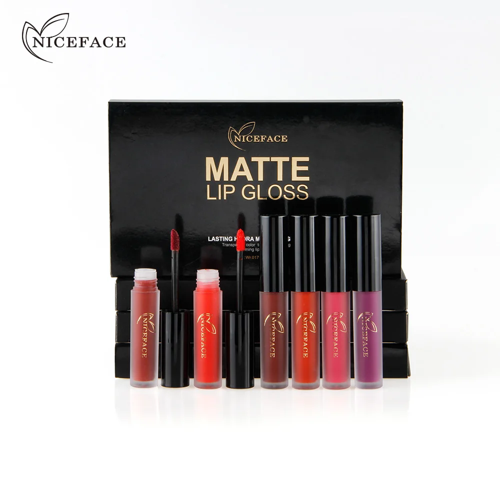 Niceface 6 цветов бренд Batom матовый блеск для губ Длительное Действие Красный бархат