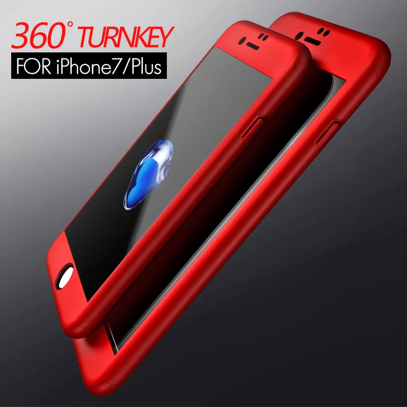 iPaky Coque For Apple iphone 7 Plus Case Cover iPhone 8 Cases 360 PC + Glass Screen Protector iphone7 7Plus |