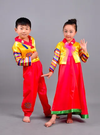 Платье ханбок для девочек в национальном стиле детская танцевальная одежда