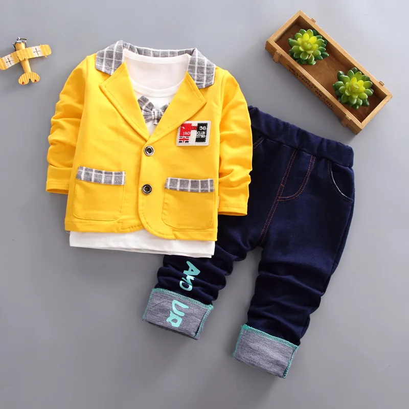 BibiCola 2018 top selling spring autumn kids clothes suit children boy clothing sets new cotton formal hooded 3pcs |