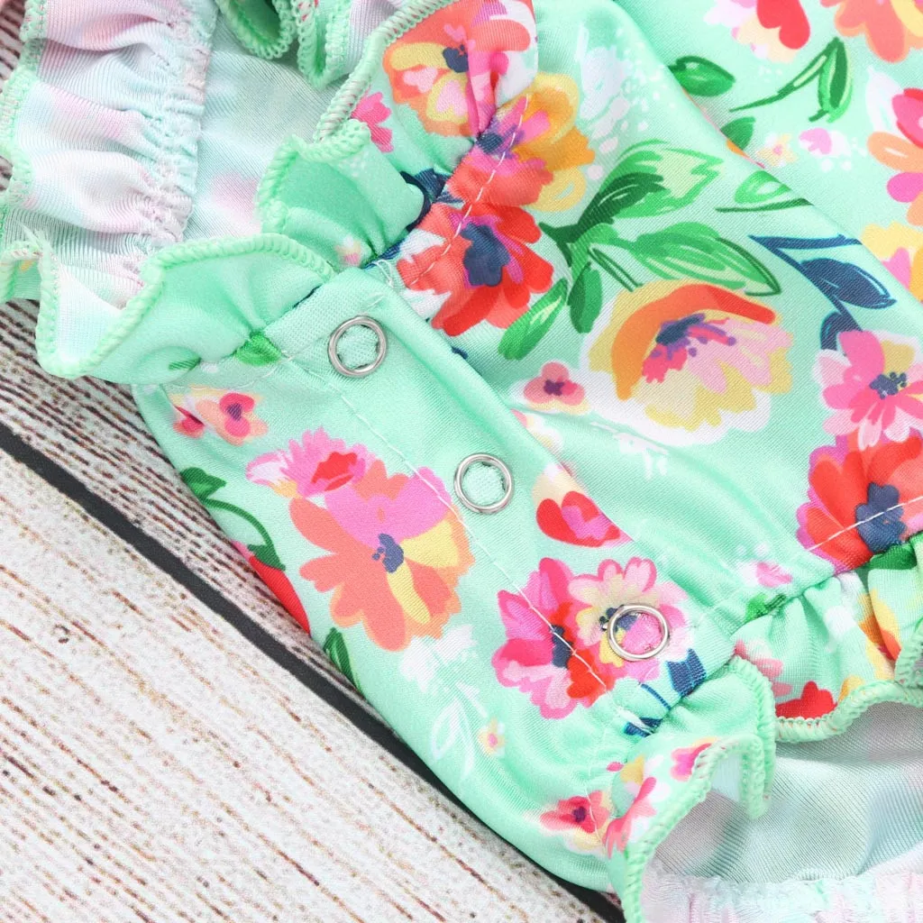 Одежда для малышей купания девочек цветочный купальник бикини с принтом пляжное