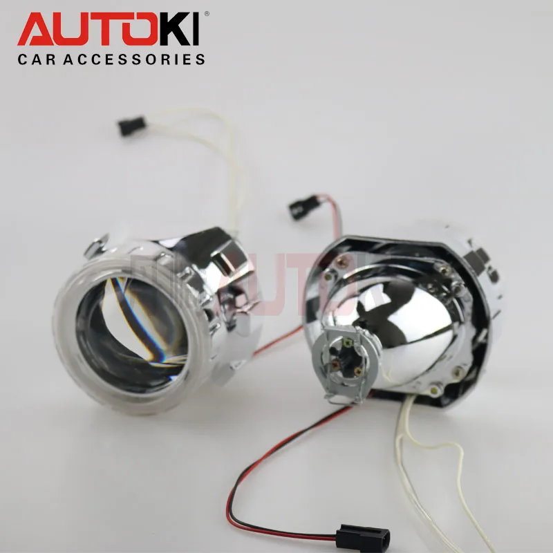 Autoki CCFL 2 5 дюймовые Мини HID линзы проектора bi Xenon + ксеноновая лампа ангельские