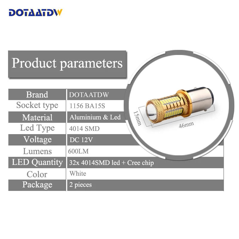 DOTAATDW 2x1156 P21W Canbus без ошибок светодиод 4014 КРИ чипы автомобиля задний свет лампы