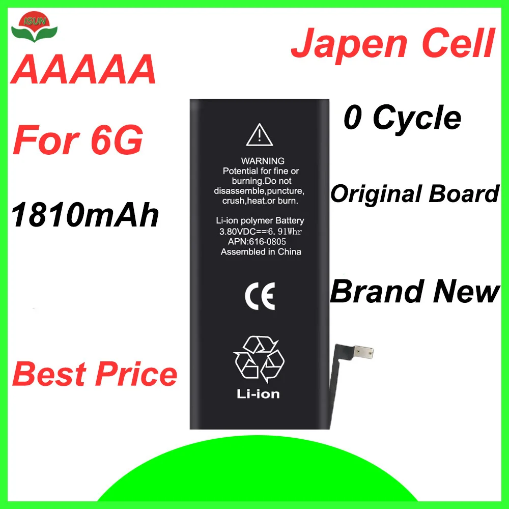 Оригинальный качественный аккумулятор ISUN 0 цикл для iPhone 6 6G 4 7 1810 мАч 3 82 в замена