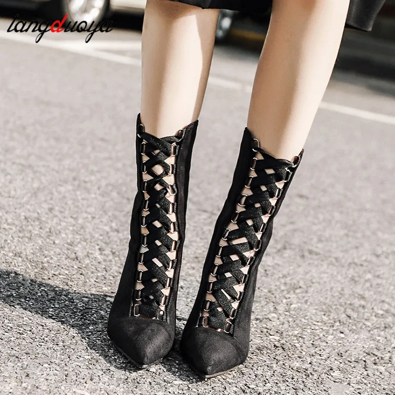 Женские ботинки на высоком каблуке с острым носком молнии весну и осень 2020 | Обувь