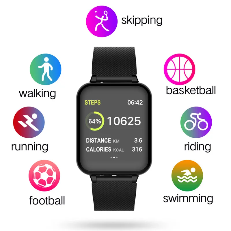 10 pcs B57 Smart Watch Heart rate blood pressure Blood oxygen Step waterproof Color screen Message push DHL free