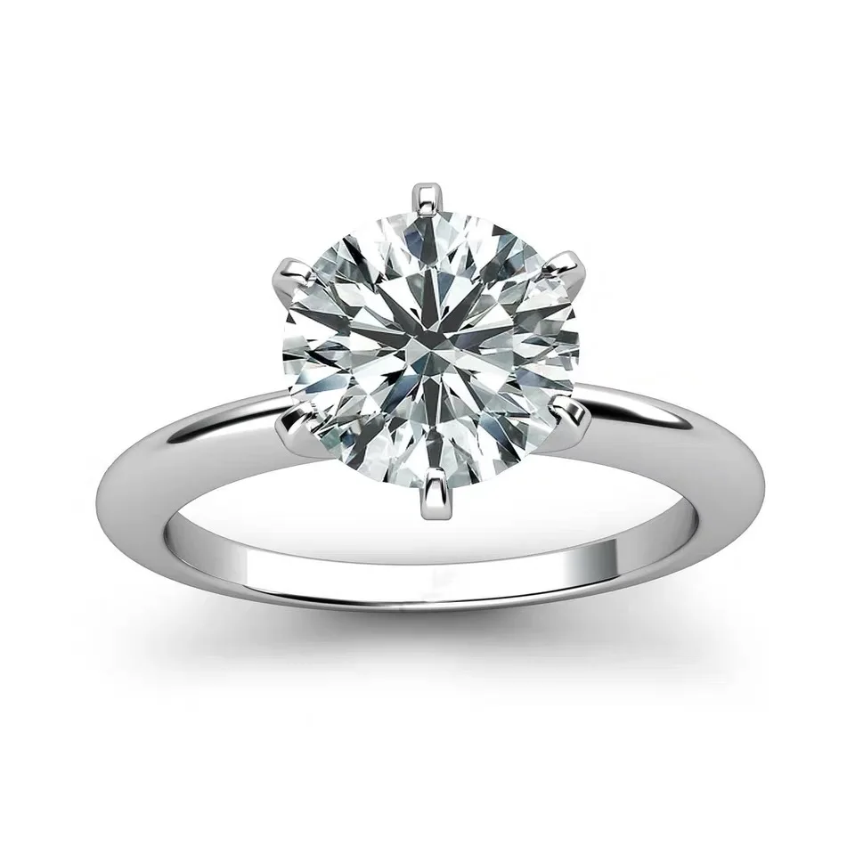 

Classic 14K White Gold Moissanite Ring 6 claws 1.5ct EF color VVS1 Round Cut moissanite Engagemen Anniversary Ring