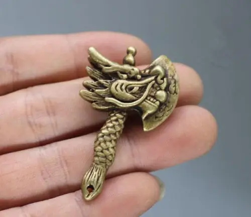 Китайская Красивая латунная маленькая подвесная статуя с головой дракона | Дом и
