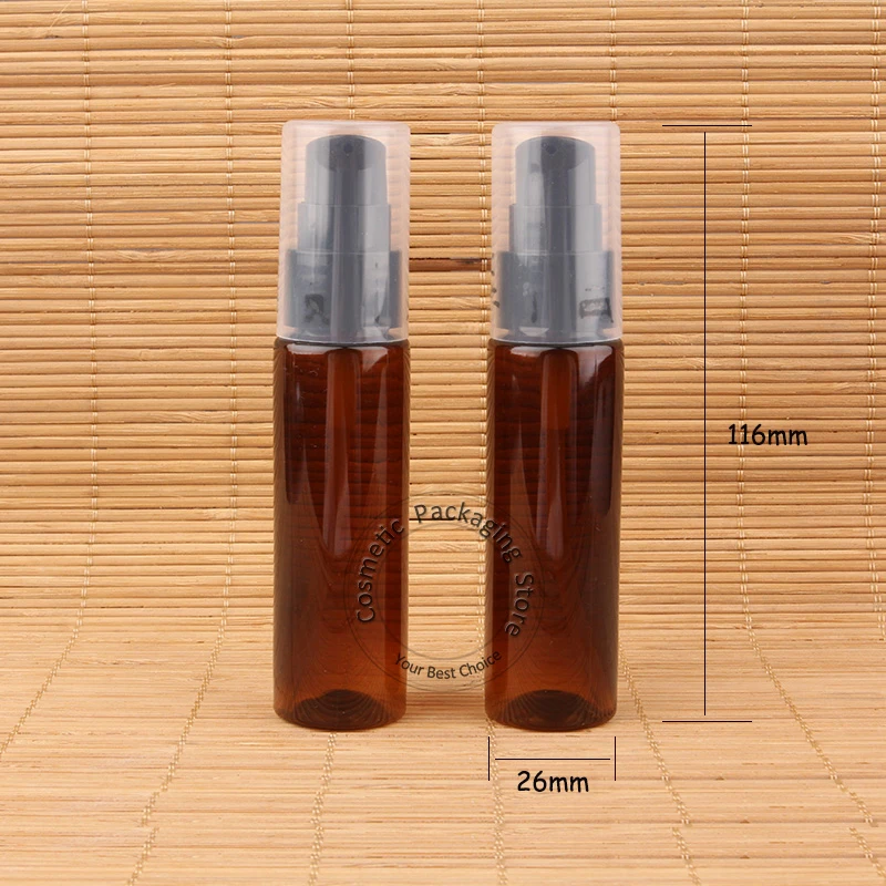 100 шт./лот оптовая продажа пластиковая янтарная бутылка с насосом для лосьона 30 мл
