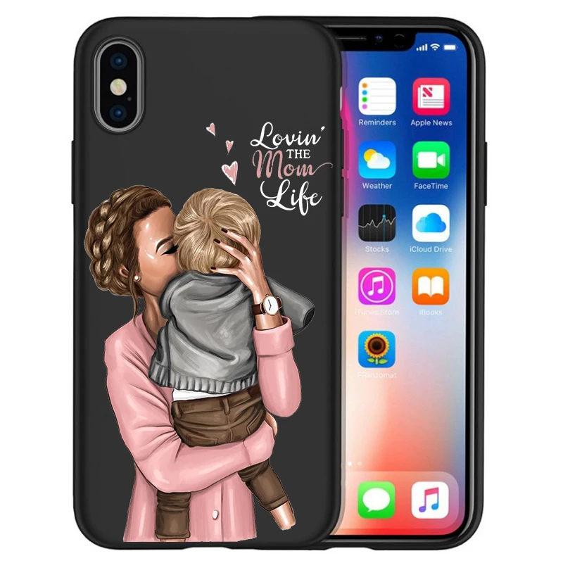 02 Чехол для iPhone xr, чехол для iPhone 7, чехол X XS MAX 8, 6, 6S Plus, 5, 5S, SE, супер, для мамы, девочки, каштановые волосы, мама, ребенок, мышь, Etui, чехол - Цвет: 02