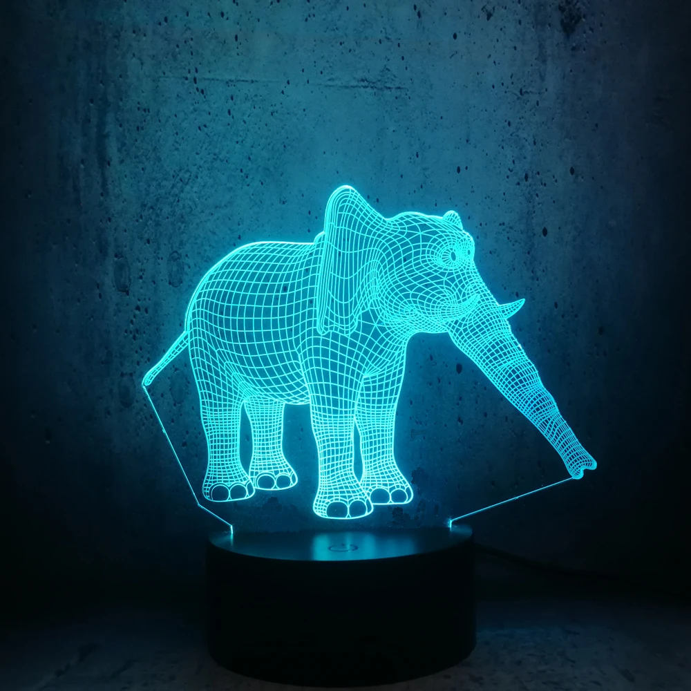 3D Таиланд Слон USB Иллюзия Светодиодная лампа в виде животных ночник светильник