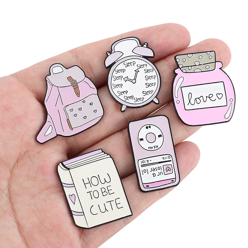 Милый рюкзак камера CD книга эмалированный значок булавка брошь Розовая серия