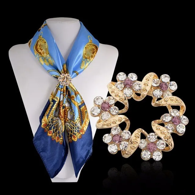 Мода г. цветы брошь шарф пряжки букет Роскошный Кристалл Rhinestone Шарф Зажимы для Для женщин ювелирные изделия дропшиппинг