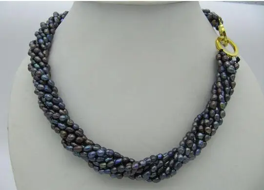 

50" 8- 9mm round black freshwater pearl necklace free shipping