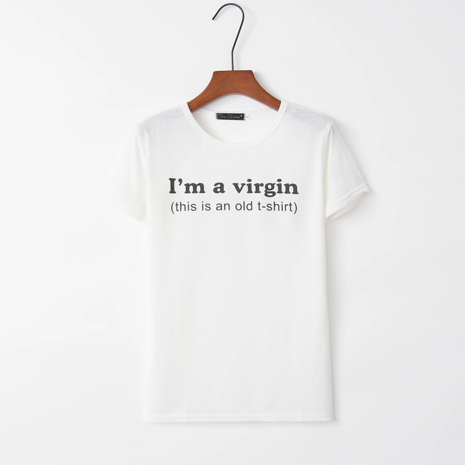 Женская футболка с круглым вырезом серая Повседневная Свободная и принтом