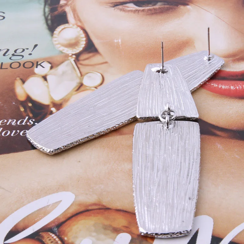 NeeFu WoFu серебряные геометрические серьги висячие из кожи зеленого тигра золотые