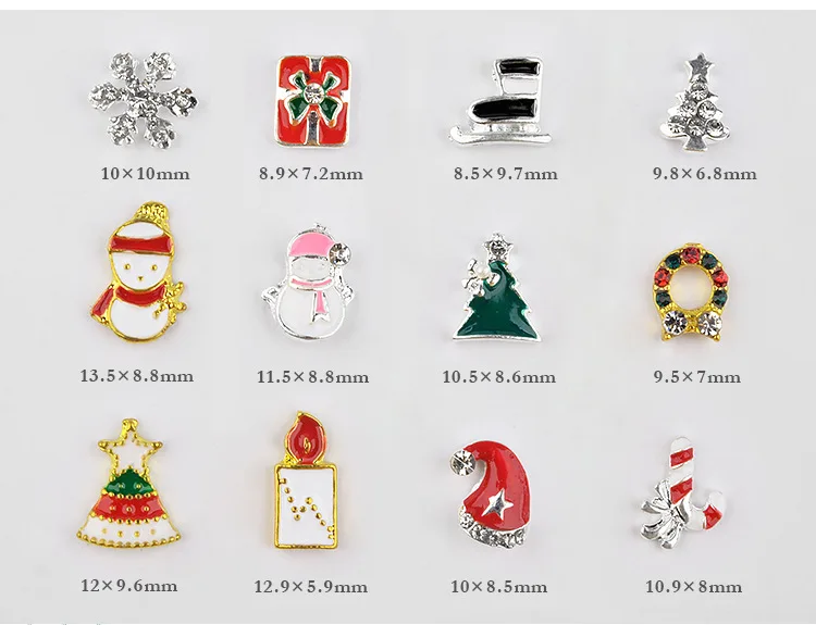 12 шт./колесо Happy X'mas снеговик подарки Санта-Клауса Рождественский элемент сплав для маникюра Искусство декоративные стразы драгоценные камни украшения колеса