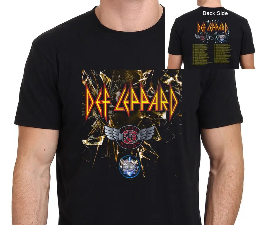 Def Leppard REO Speedwagon Тесла Тур 2016 W/даты в спине футболка S-to-XXL хлопок модная мужская с