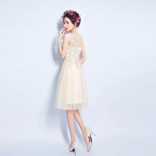 Robe De Soiree ssyfashion кремовый кружевные короткие коктейльные платья обувь для банкета