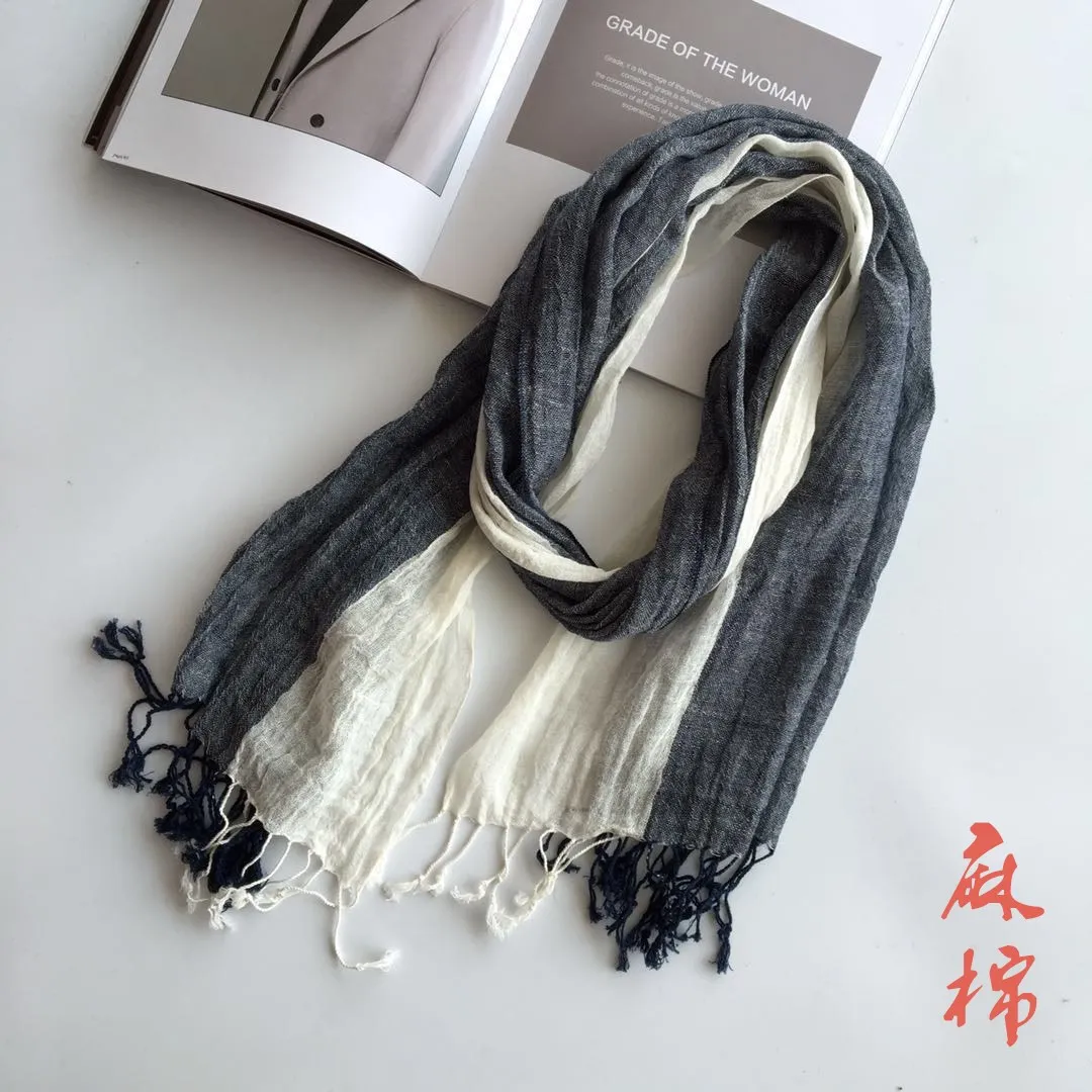 100% льняной серый черный мужской/женский шарф хиджаб шали для мужчин/женщин