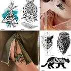 Женские сексуальные Цветочные Перья, Временные татуировки, наклейки, сова, Орл, тигр, Черные искусственные татуировки, татуировка, Galaxy, водостойкая, боди-арт, на руку 3D